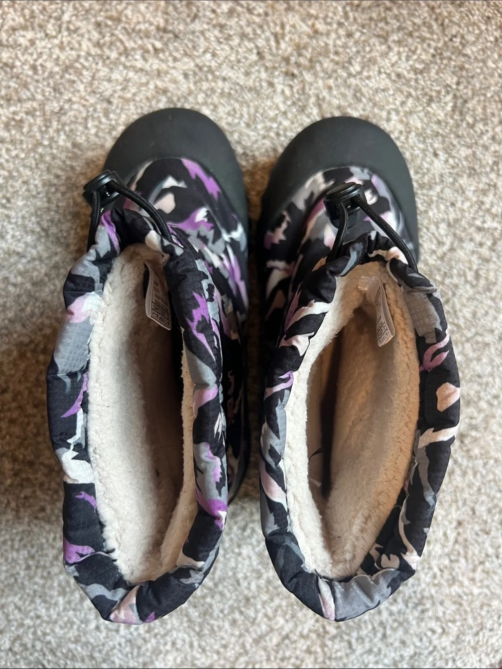 BOGS Kids Winter Snow Boots - Black & Purple Camouflage